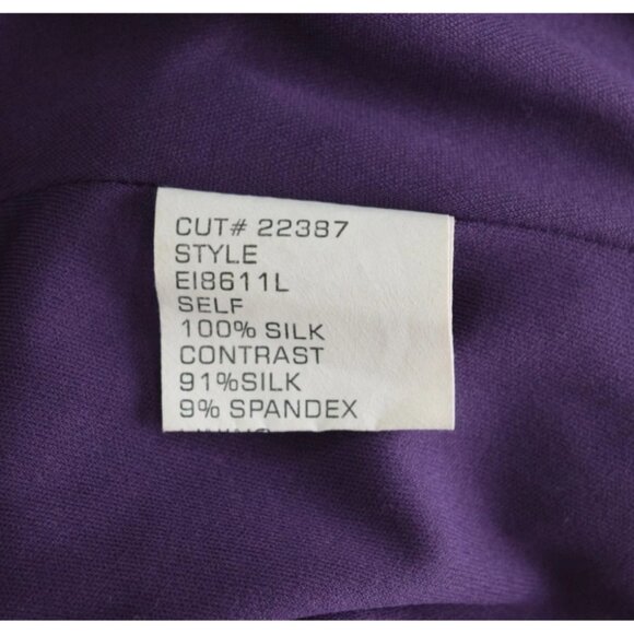 TADASHI COLLECTION PURPLE SILK CHIFFON V-NECK PLEATED GOWN - Picture 9 of 9